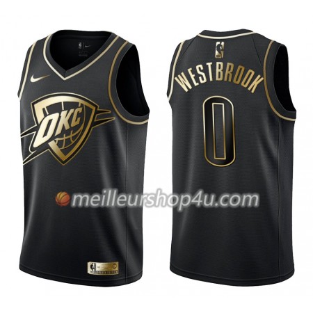 Maillot Basket Homme Oklahoma City Thunder Russell Westbrook 0 Nike Noir Gold Edition Swingman